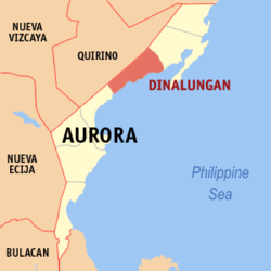 Map of Aurora with Dinalungan highlighted