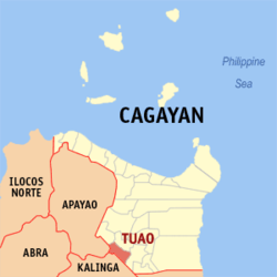 Map of Cagayan with Tuao highlighted