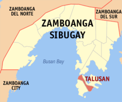 Map of Zamboanga Sibugay with Talusan highlighted