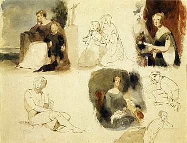 Sheet of figure studies, 1830–1839, Museum of Fine Arts, Boston