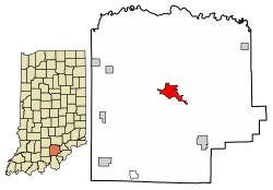 Location of Salem in Washington County, Indiana.