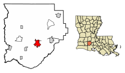 Location of Crowley in Acadia Parish, Louisiana.