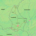 Map of current railways in Luxembourg: Troisvierges near northern frontier with Belgium