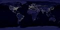 Image 85A composite image of artificial light emissions at night on a map of Earth (from Earth)