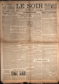 Photograph of the front page of newspaper showing signs of being many decades old