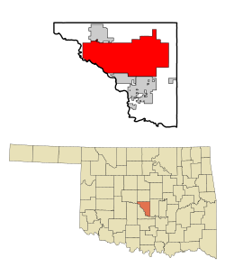 Location of Norman in Cleveland County and Oklahoma