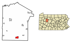 Location of Punxsutawney in Jefferson County, Pennsylvania.