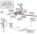 Map of naval battle fought on July 11, 1967 off Sinai coast, written in Hebrew.