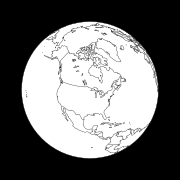 Figure 11: View of the Earth 4 hours after apogee from a Molniya orbit under the assumption that the longitude of the apogee is 90° W. The spacecraft is at an altitude of 24,043 km over the point 92.65° W 47.04° N.