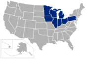 A map of the Big Ten as it existed between 1993 and 2011