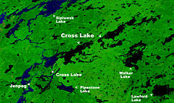 Location of Cross Lake on Cross Lake
