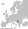 Location map for Malta and Serbia.