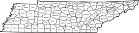 Map of counties in Tennessee