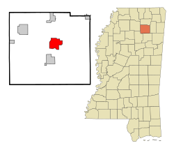 Location of Pontotoc, Mississippi
