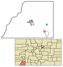 Location of Ignacio in La Plata County, Colorado.