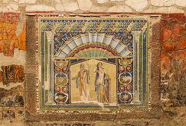 Roman mosaic of Neptune and Amphitrite, c.70 BC, mosaic, Herculaneum Archaeological Park, Ercolano, Italy[16]