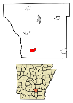 Location of New Edinburg in Cleveland County, Arkansas.