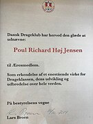 Certificate of the Danish Dragon Club