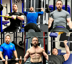 AI-generated image of WIkipedia founder Jimmy Wales performing bench presses at the gym, created using an AI model fine-tuned with DreamBooth