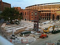 Construction of the amphitheater next to Alumni Memorial Building