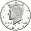The obverse of the Kennedy half dollar