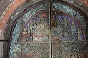 Carved wooden door in the Sita Rama temple
