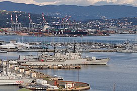 Libeccio docked at La Spezia naval base on 26 November 2015.