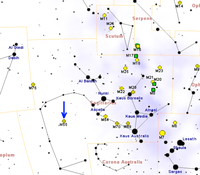 Map showing the location of M55