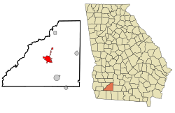 Location in Mitchell County and the state of Georgia