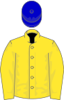 Yellow, royal blue cap