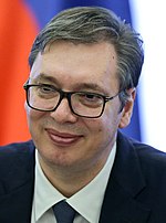Aleksandar Vučić at the Russian Duma in Moscow, Russia in 2019