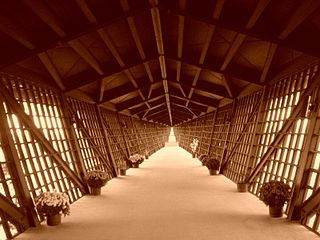 The Infinity Room juts out 218 feet (66 m) from the House on the Rock, without supports underneath. The room has over 3000 windows.