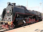 Russian locomotive class FD 21-3125 at Moscow Railway Museum at Rizhsky Rail Terminal