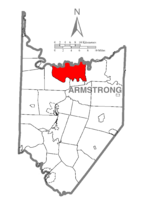 Map of Armstrong County, Pennsylvania, highlighting Madison Township