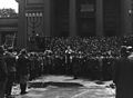 Rabbi Baruch Steinberg speaking before Great Synagogue (1933), reading roll call of the fallen, organized by Union of Jewish Fighters for Polish Independence
