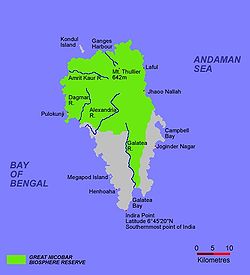 Campbell Bay is located in the eastern part of the Great Nicobar Island