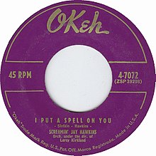 Image of "I Put A Spell On You" record label.