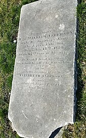 Major William and Elizabeth Anderson gravestone