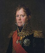 Painting of clean-shaven red-headed man in marshal's uniform