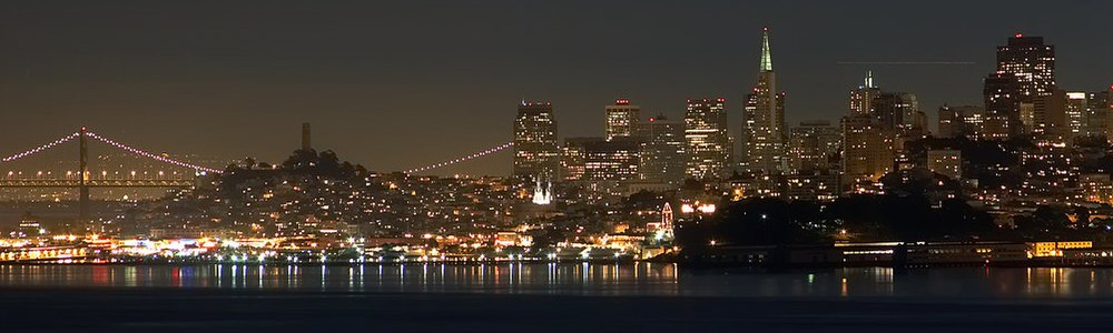 downtown San Francisco skyline at night