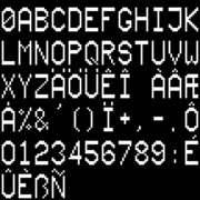 Aliased character set of the PM8503 (PM5534 text generator).