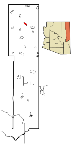 Location in Apache County and the state of Arizona