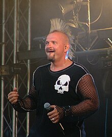 Singing in band Klamydia during Kuopio Rockcock in 2008