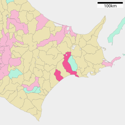 Location of Kushiro in Hokkaido (Kushiro Subprefecture)