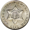 Three-cent silver, Type 1 obverse