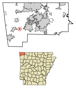 Location of Springtown in Benton County, Arkansas.
