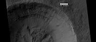 Gullies on two different levels in crater, as seen by HiRISE under HiWish program