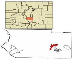 Location of the City of Cañon City in Fremont County, Colorado.