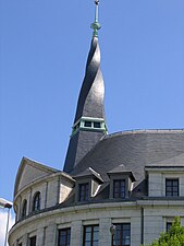 Gothic Revival spiralling bell-tower of the Maison des compagnons du tour de France, Nantes, unknown architect, c. 1910
