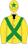 Yellow, green cross-belts and star on cap